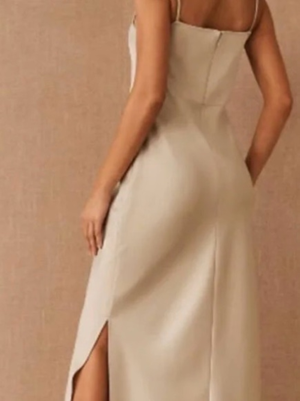 BHLDN Cali Satin Charmeuse Midi Dress Size 10 Oyster Slip Dress - Picture 2 of 8